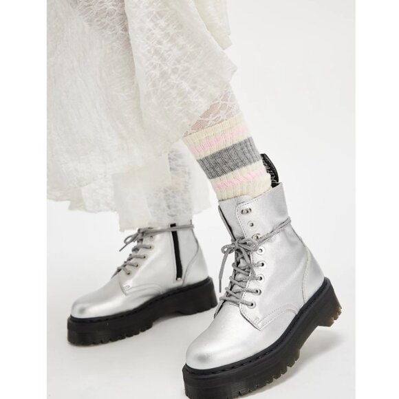 DR. MARTENS JADON MAX PLATFORM METALLIC BOOTS MSRP $280 SOFT & RICH Leather - Picture 4 of 16